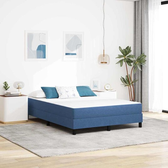 Sengemadrass med madrass Blå 160 x 200 cm stoff