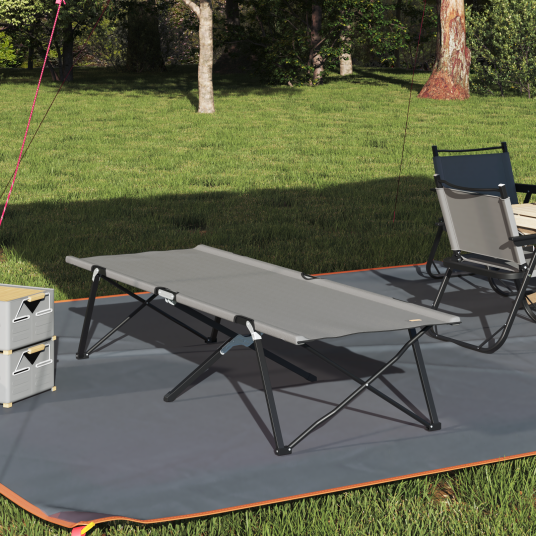 Sammenleggbar camping seng Grå 206 x 76 x 74 cm Oxford og Stål