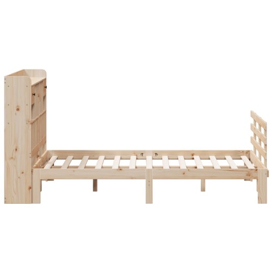 Seng med bokhylle uten madrass 160x200 cm heltre furu 8721158615879