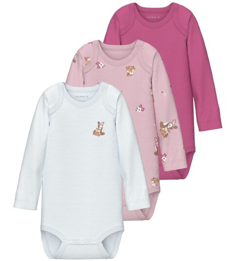 Name It Lang ermet body 3-pakning Ibis Rose Name It Lang ermet body 3-pakning Ibis Rose