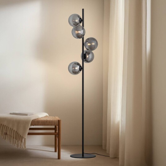 Gulvlampe Orbelia Lindby Sort Stue / spisestue Glass Moderne