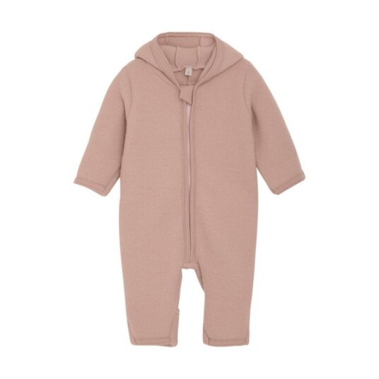 Huttelihut Ullfleece Vårdress med Ører Mahogany Rose 92