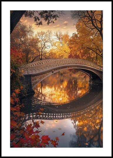 Autumn Park Bridge Plakat Plakat / 70x100cm