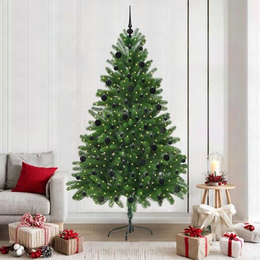Juletre med 300 LED med stativ grønn 210 cm PE Juletre med 300 LED med stativ grønn 210 cm PE