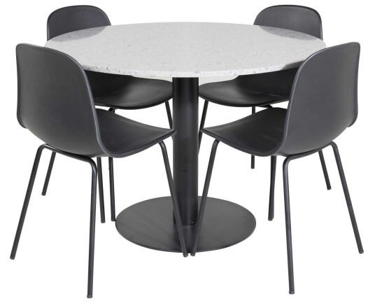 Venture Design Razzia & Arctic spisegruppe Grå/svart 4 st stoler & bord 106 cm