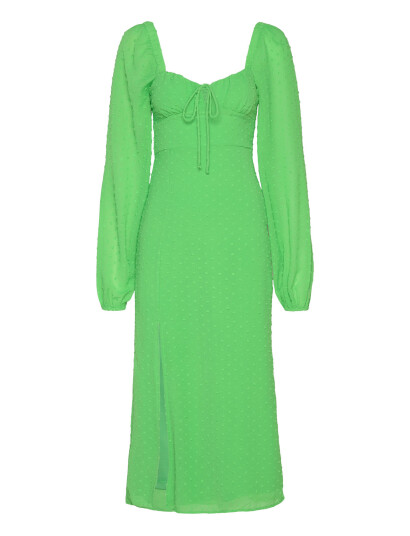 Gina Tricot Gathered Dot Midi Dress - Green - 34 Gina Tricot Gathered Dot Midi Dress - Green - 34