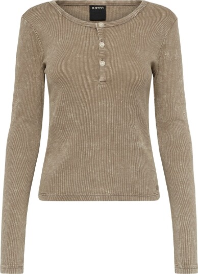 G Star Vintage Slim Henley T L\S Wmn   Beige   XL