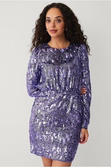 Selected FEMME   Kjole slfAri Colyn LS Short Sequins Dress   Blå