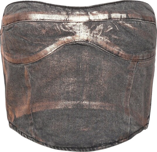 Mango | Denim Foil Top | M