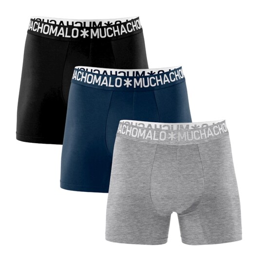 Muchachomalo Man 1132 Cotton Boxer 3pk Black/blue/grey Mel. S