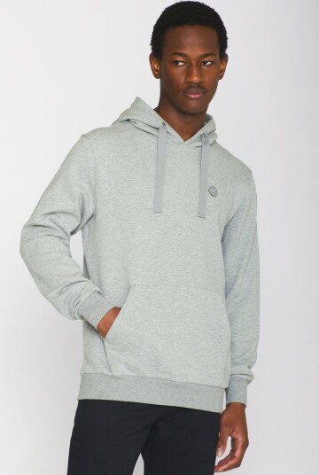Knowledge Cotton Apparel Arvid Basic Hood Badge Sweat Gots Grey M