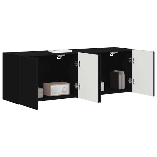 TV Veggskap 2 pcs Svart 59,5 x 31 x 40 cm Konstruert tre