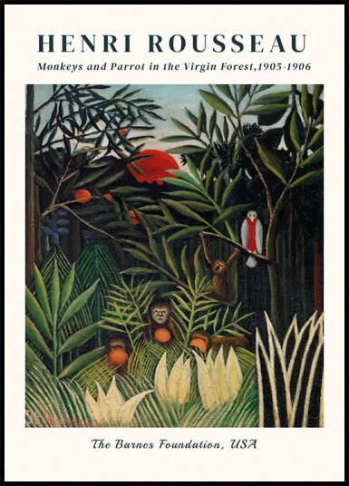 Monkeys and Parrot in the Virgin Forest Plakat Plakat / 40x50cm Monkeys and Parrot in the Virgin Forest Plakat Plakat / 40x50cm