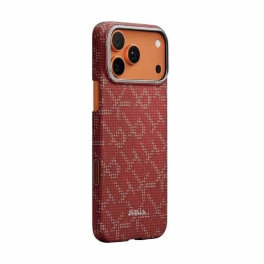 Pitaka Ultra Slim iPhone 17 Pro Max Deksel Monogram Gull/Rød Pitaka Ultra Slim iPhone 17 Pro Max Deksel Monogram Gull/Rød