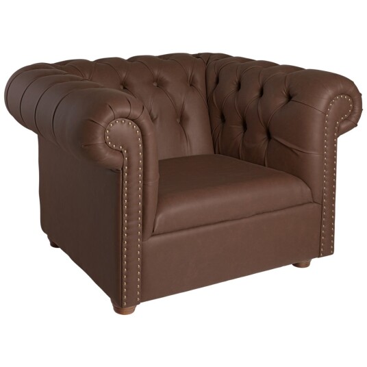 Vega VEGA Lenestol Chesterfield inkl. ben; 114x97x72.5 cm BxDxH; Sete Brun Ramme Brun Vega VEGA Lenestol Chesterfield inkl. ben; 114x97x72.5 cm BxDxH; Sete Brun Ramme Brun