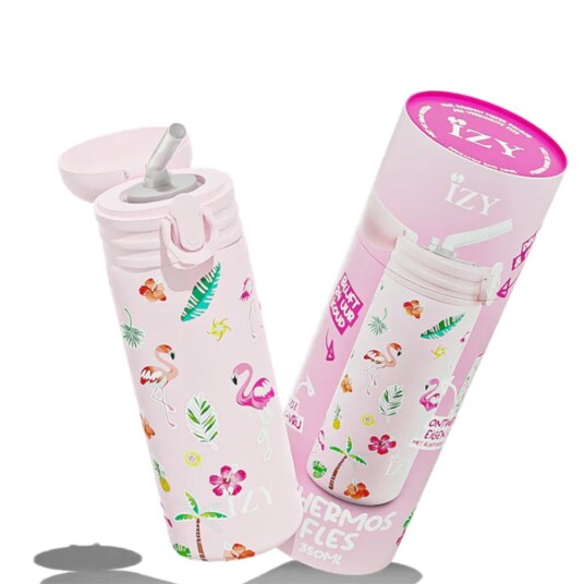Drikkeflaske IZY Kids Pink Flamingo 350 ml