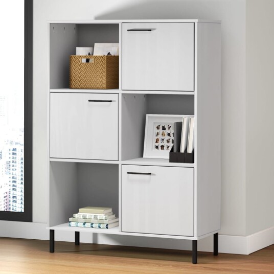 vidaXL Bokhylle med metallben hvit 90x35x128,5 cm heltre OSLO vidaXL Bokhylle med metallben hvit 90x35x128,5 cm heltre OSLO