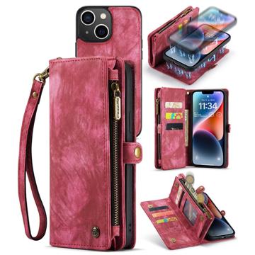 Caseme 2-i-1 Multifunksjonell iPhone 14 Plus Lommebok-deksel Rød