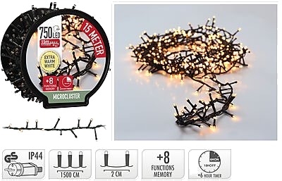 Ki Lysslynge micro cluster 750ledlys ekstra varmhvit ip44 15m