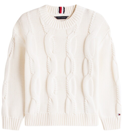 Tommy Hilfiger Genser Strikk Kabel Ivory Silke/White 8 år 128 Genser Beige