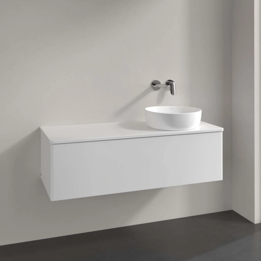 Villeroy & Boch Antao Servantskap med 1 skuff 120x50x36 cm m/lys Hvit Høyglans Villeroy & Boch Antao Servantskap med 1 skuff 120x50x36 cm m/lys Hvit Høyglans
