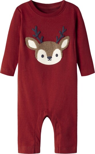 Name It NbnRukan Jumpsuit Baby med Reinsdyrmotiv Rød Dahlia 74 Name It NbnRukan Jumpsuit Baby med Reinsdyrmotiv Rød Dahlia 74