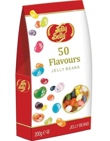 Jelly Belly 50 Flavours Mix   Gaveboks med Gelebønner 200 gram USA Import