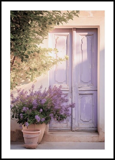 Purple Door with Flowers Plakat Plakat / 21x30cm