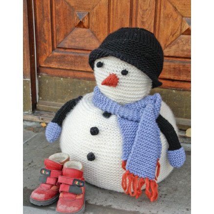 Frank by DROPS Design Snømann Julepynt Strikkeoppskrift 36 cm