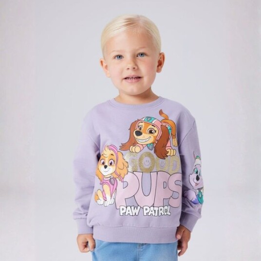 Name It Lavender Gray Nmfjara Paw Nreg Sweat Bru Noos Cplg 116