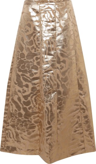 Malina Meline Jacquard Midi Skirt Gold 36
