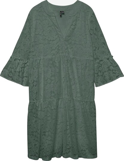 Vero Moda Curve   Blondetunika vmHoney Lace 3/4 V neck Tunic Wvn   Grønn