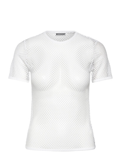 Weekday Slim-Fit Short-Sleeved Net T-Shirt - White - XS