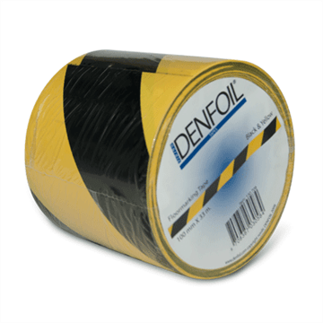Gulvtape til oppmerking  100 mm x 33 m  Sort/ gul farge   