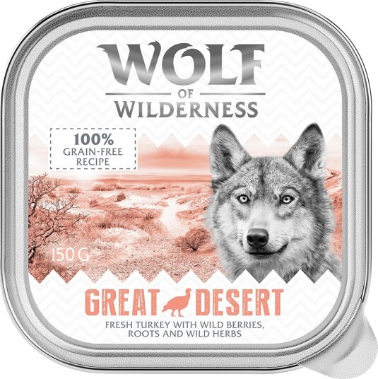 Wolf Of Wilderness Våtfôr Adult Single Protein Skåler Great Desert Kalkun 6 X 150 G