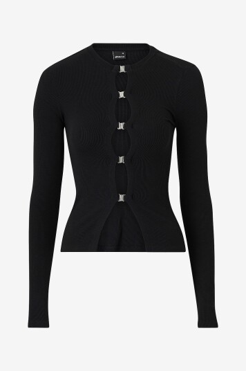 Gina Tricot Topp Rib Buckle Svart