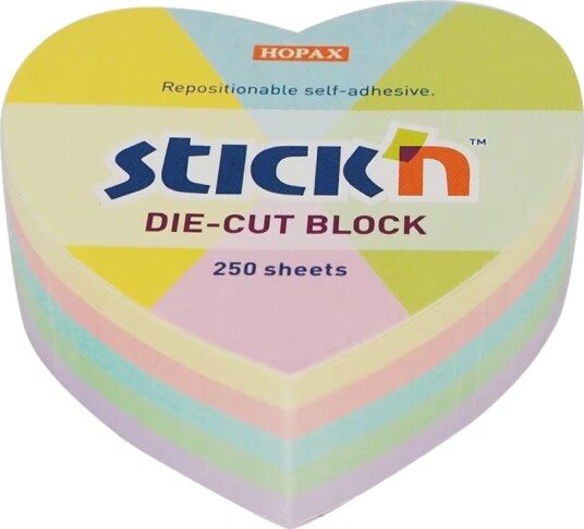 Pastellkube Hjerte 64x67mm 250 ark Stick´n Pastellkube Hjerte 64x67mm 250 ark Stick´n