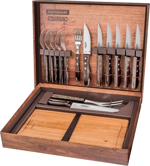 Tramontina - Churassco BBQ sett 15 deler cutelaria 55169 mørk brun Tramontina - Churassco BBQ sett 15 deler cutelaria 55169 mørk brun