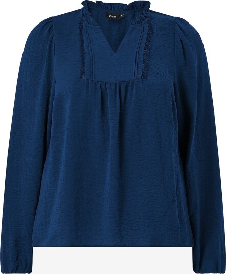 Zizzi Bluse Cawhitney L/S Blouse Blå