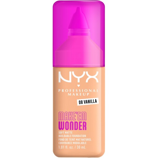 NYX Make Em Wonder Foundation 08 Vanilla - Lett, Matt og Byggbar Dekning
