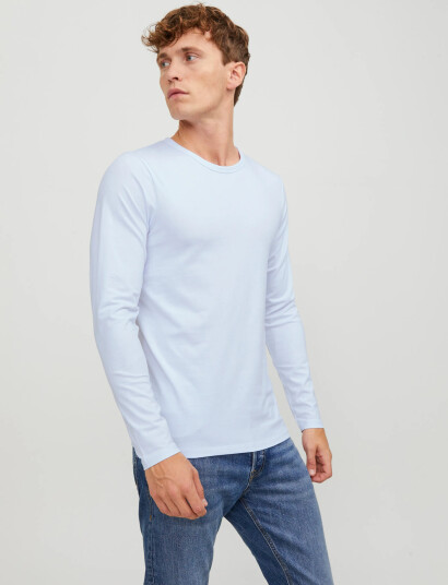 Jack & Jones Jjebasic O-Neck Tee L/S Noos - White - M