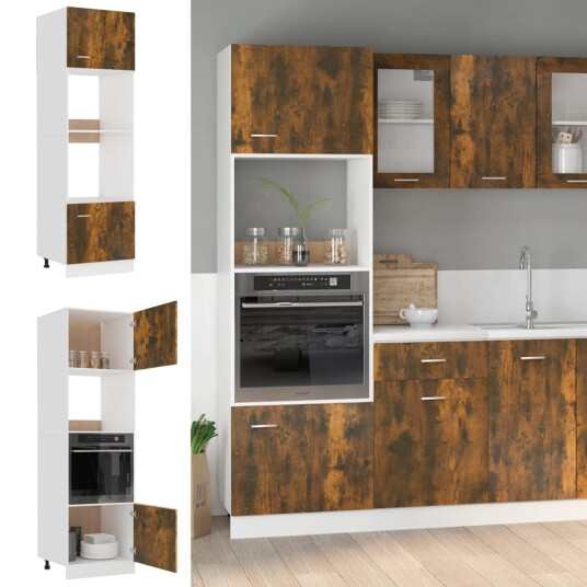 vidaXL Skap for mikrob?lgeovn r?kt eik 60x57x207 cm konstruert tre vidaXL Skap for mikrob?lgeovn r?kt eik 60x57x207 cm konstruert tre