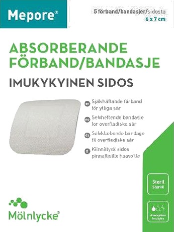 Mepore selvheftende bandasje 6x7cm 5 stk