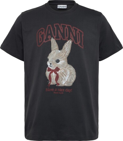 Ganni Grey Bunny T Shirt Black XXS