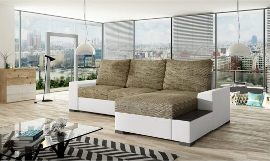 Seksjon Eltap Negro 245x165x90 cm Berlin 03 Myk 17 Beige Hvit Høyre