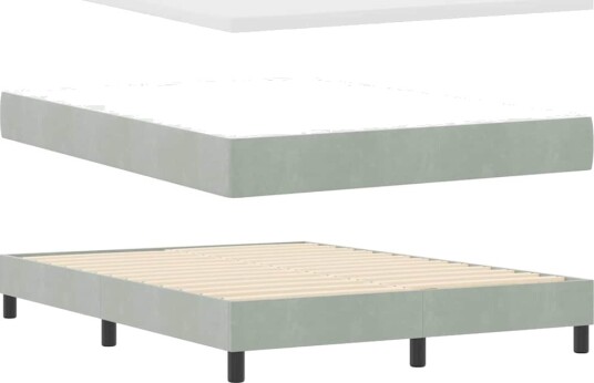 Boxfjær Seng med Madrass Lys Grå 140x190 cm Fløyel