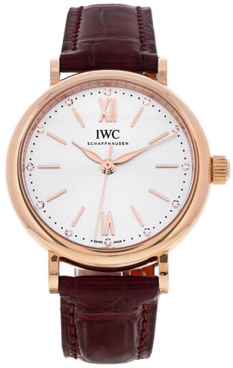 IWC Dameklokke IW357401 Portofino Sølvfarget/Lær Ø34 mm