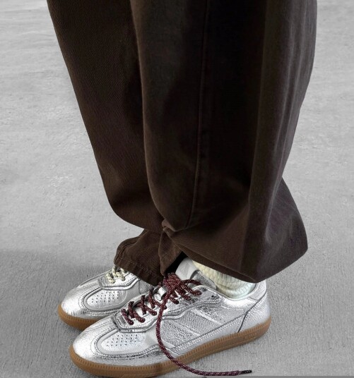 ALOHAS Tb.490 Shimmer Recycled Silver Cream Leather Sneakers Silver 39