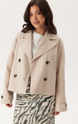 Pieces Pcscarlett Ls Short Trenchcoat Silver Gray M Pieces Pcscarlett Ls Short Trenchcoat Silver Gray M