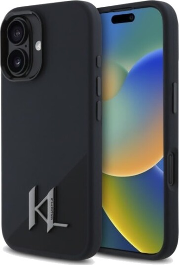Karl Lagerfeld iPhone 16 MagSafe Mobildeksel i Silikon med Metallskygge - Svart